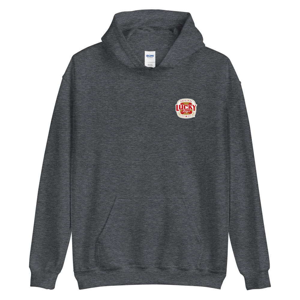 Lucky Lager Unisex Hoodie with Back Logo - Image 5