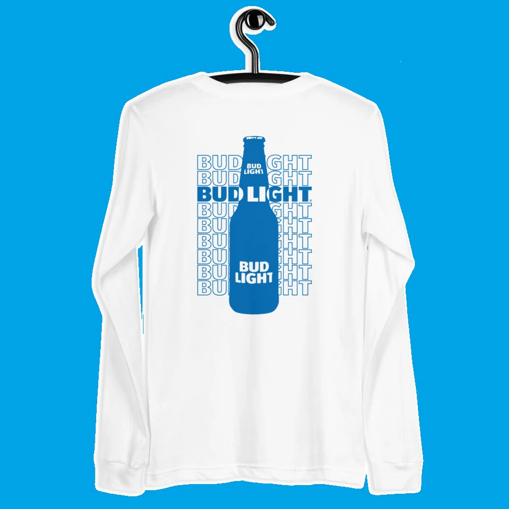 Bud Light Unisex Long Sleeve Tee with Retro Bottle Graphic on Back - Image 3